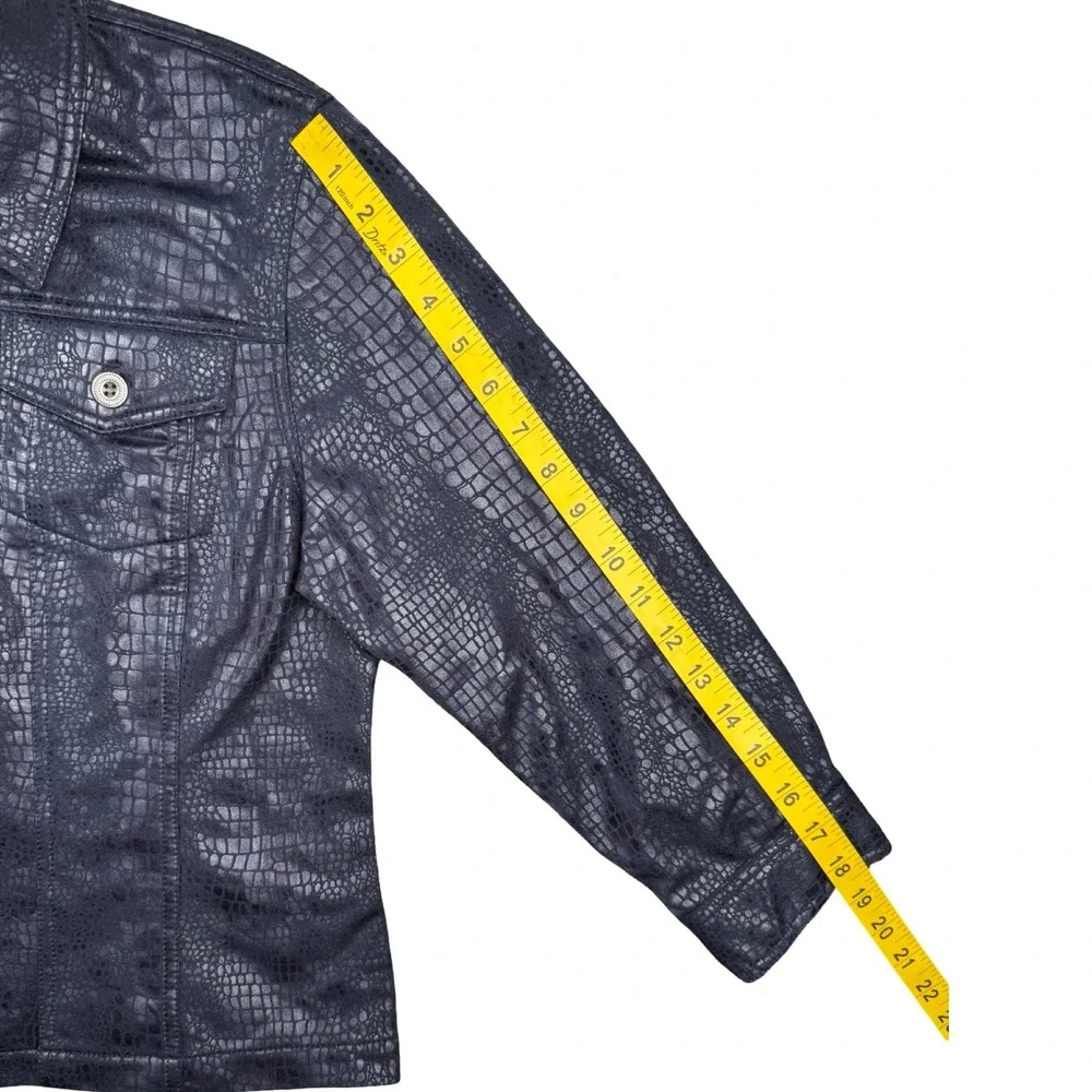 Metallic Navy Blue Crocodile Embossed Zip Jacket Womens 14‎ Ruby Rd